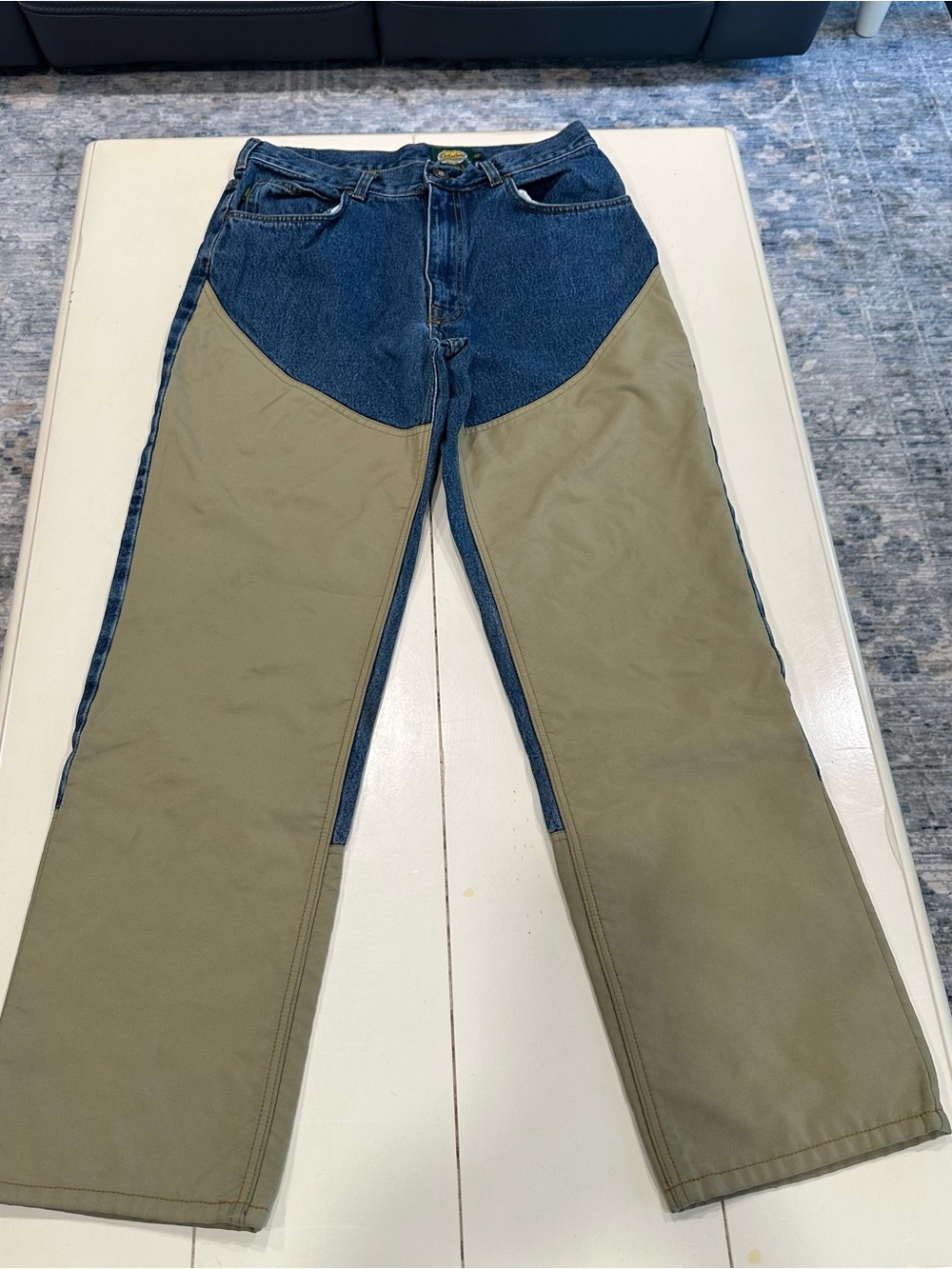 Cabela's Blue Denim and Khaki Panel Wide-Leg Jeans